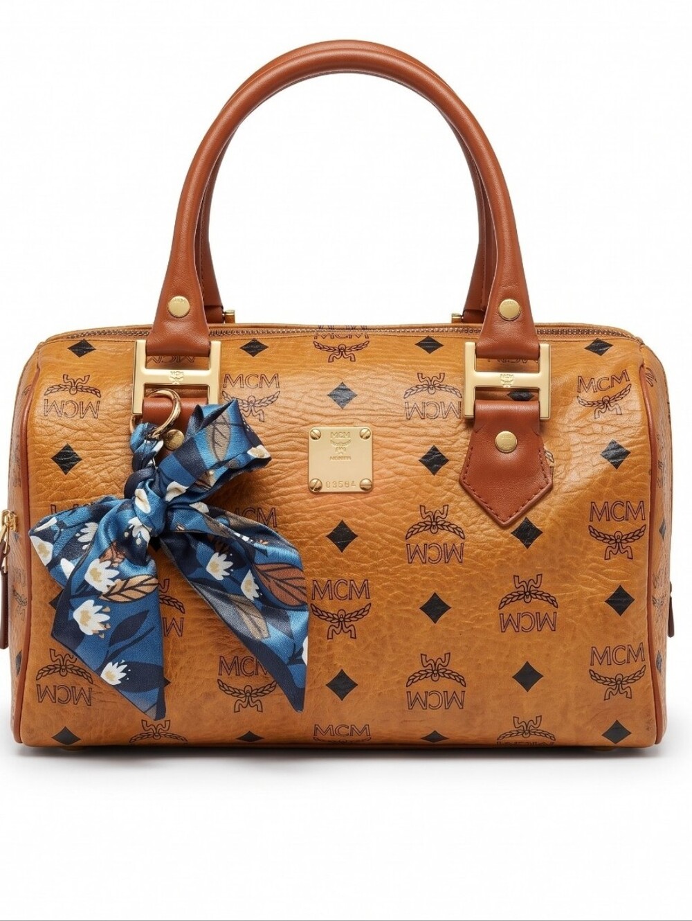 MCM Vintage Cognac Visetos Boston Bag - Picture 2 of 10